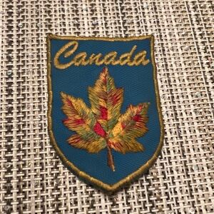 CANADIAN PATCH EMBROIDERED IRON-ON CANADA EMBLEM MAPLE LEAF applique BLUE